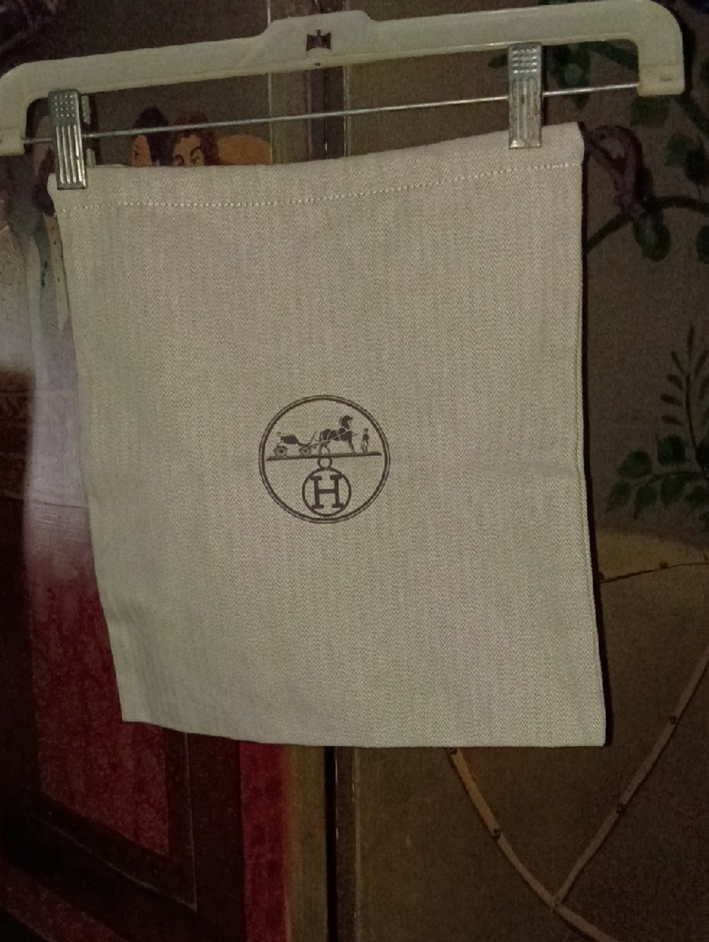 Hermes Natural Canvas Dust Bag with Brown Logo